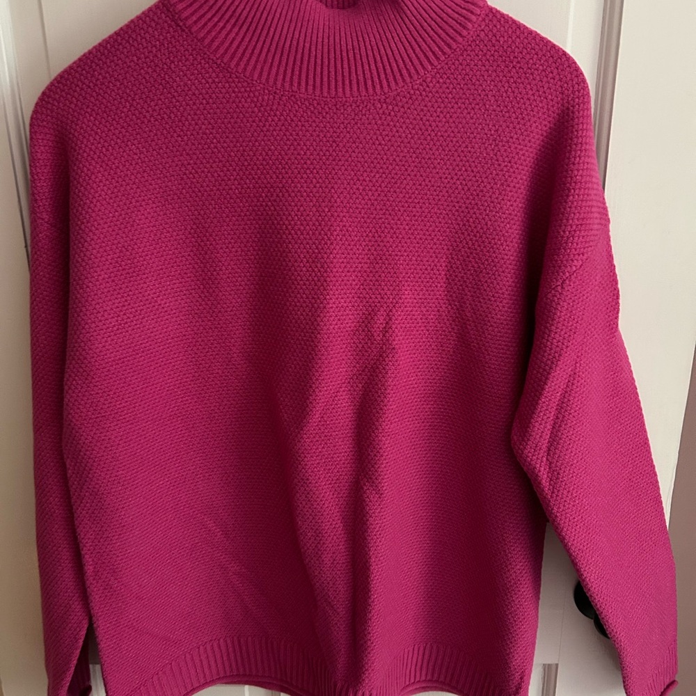 Raspberry Pink Mock Neck Sweater